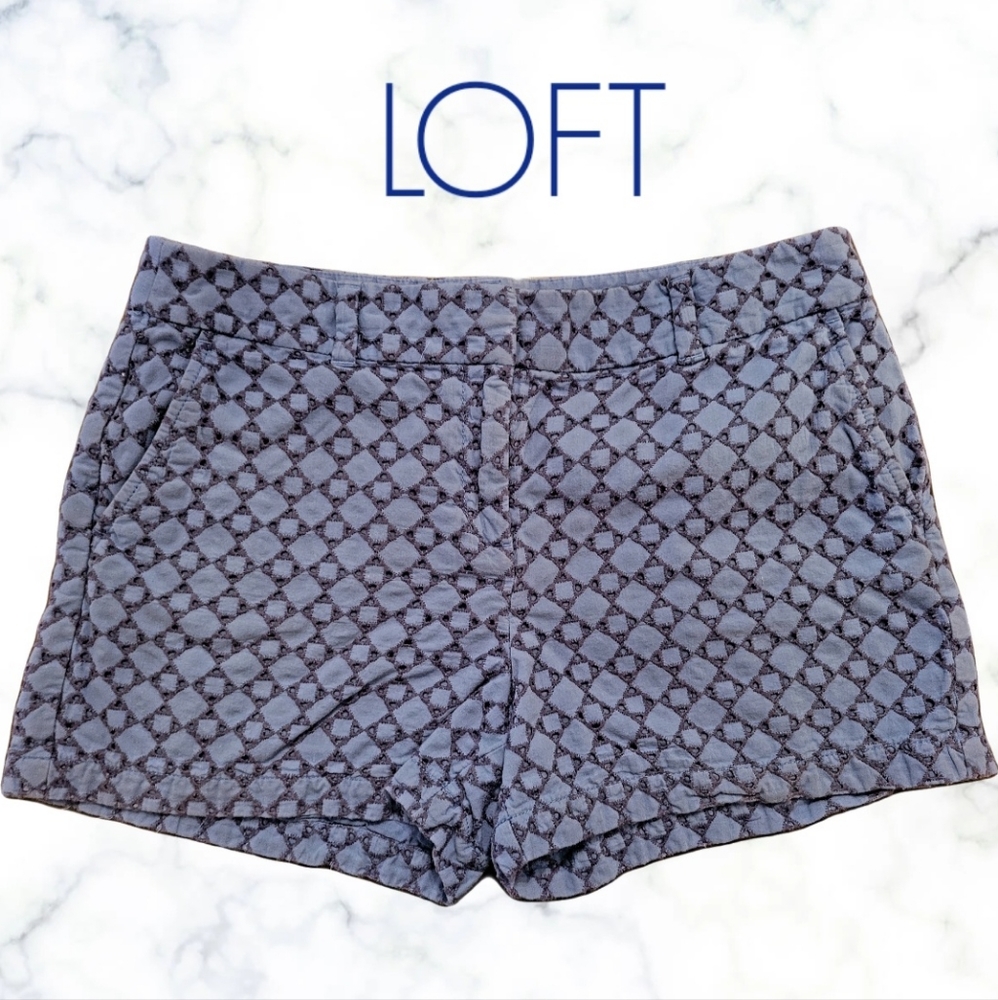 ☆SOLD☆  LOFT Ann Taylor Eyelet Embroidered Blue Mid Rise Shorts Women's Size 8